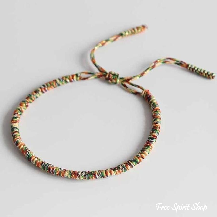 Lucky String Bracelet, Tibetan Buddhist Lucky Knots Bracelet - Orange –  Bungalow Daisy
