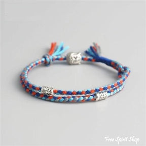 Tibetan Multi-color Rope With Buddhist Charms Bracelet - Free Spirit Shop