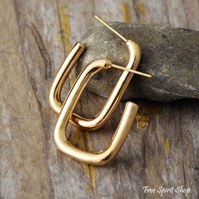 Trendy Gold Geometric Earrings - Free Spirit Shop