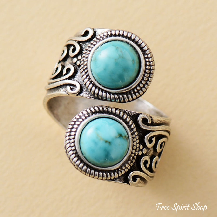 Turquoise Antique Silver Plated Ring - Free Spirit Shop