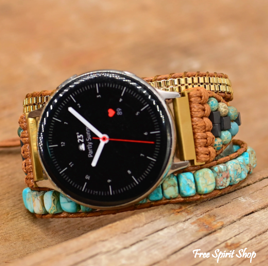Handmade Purple & Turquoise Bead Samsung Galaxy 4 & 5 Watch Band
