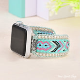 Turquoise & Pink Braided Woven Nylon Adjustable Apple Watch Band (5.3-8.8) / 38-41Mm