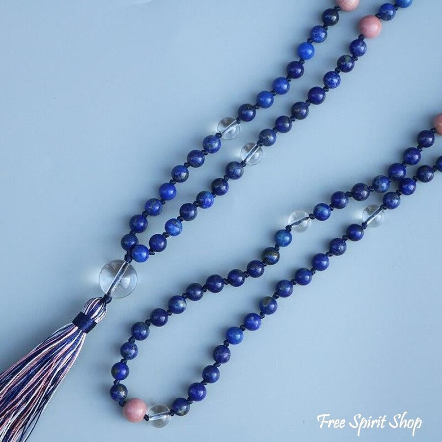 108 Lapis Lazuli & Rhodonite Mala Necklace - Free Spirit Shop