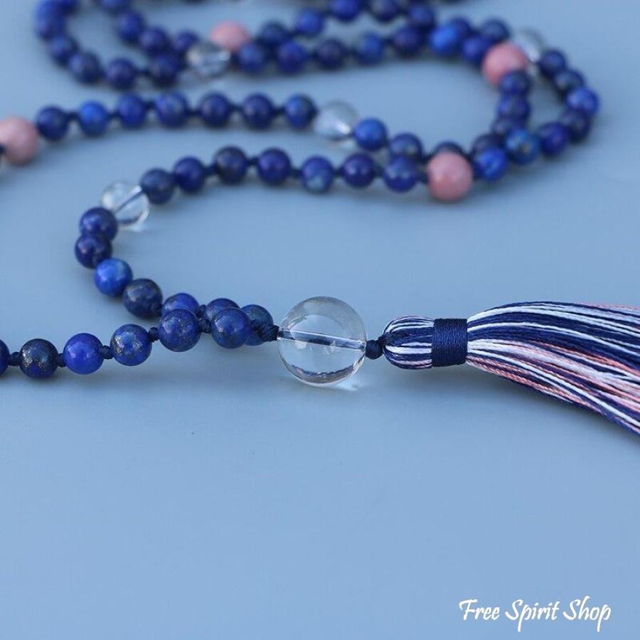 108 Lapis Lazuli & Rhodonite Mala Necklace - Free Spirit Shop