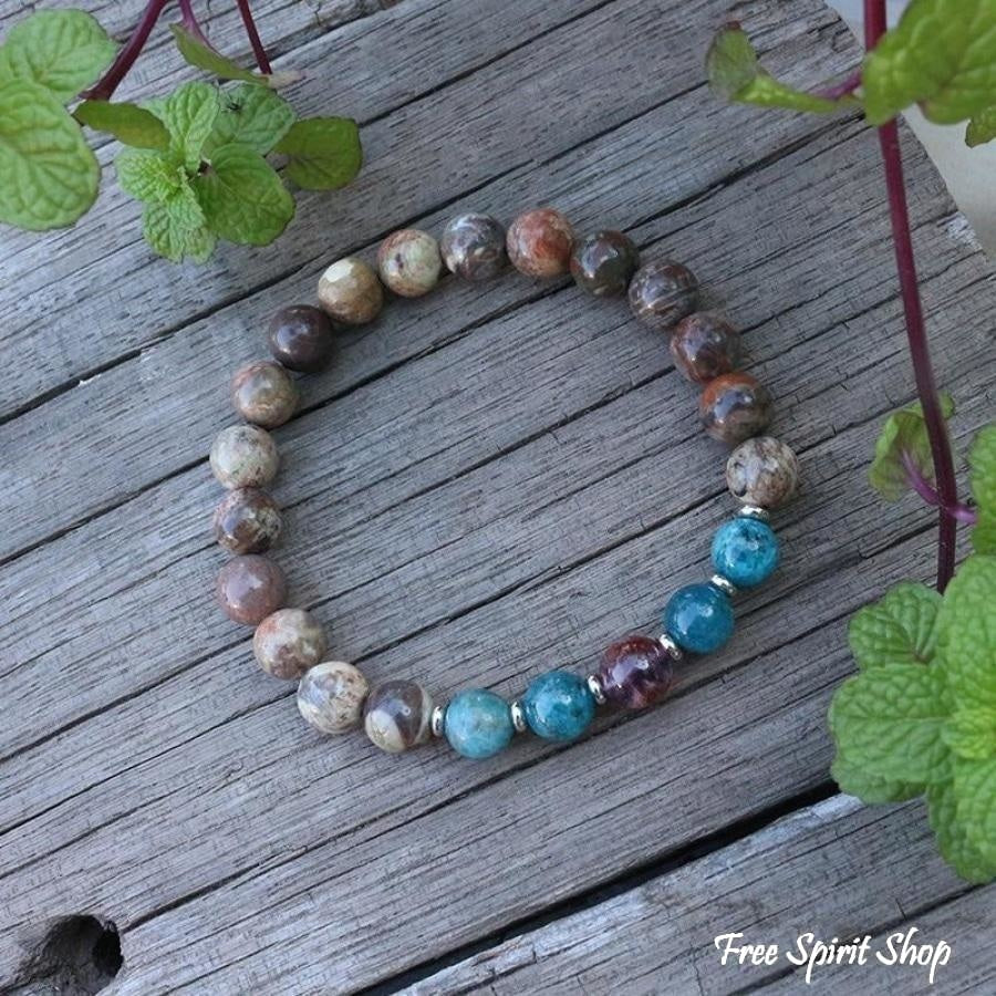 108 Natural Onyx Apatite & Amethyst Mala Bead Necklace / Bracelet - Free Spirit Shop