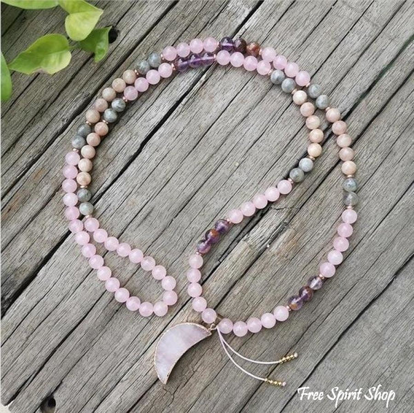 Olivenorma Natural Amethyst Purple Jade Beaded Mala Necklace main image 0