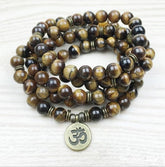 108 Natural Tiger Eye Stone Mala Prayer Beads Bracelet - Free Spirit Shop