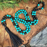 108 Natural Turquoise & Lava Stone Mala Bead Prayer Necklace - Free Spirit Shop