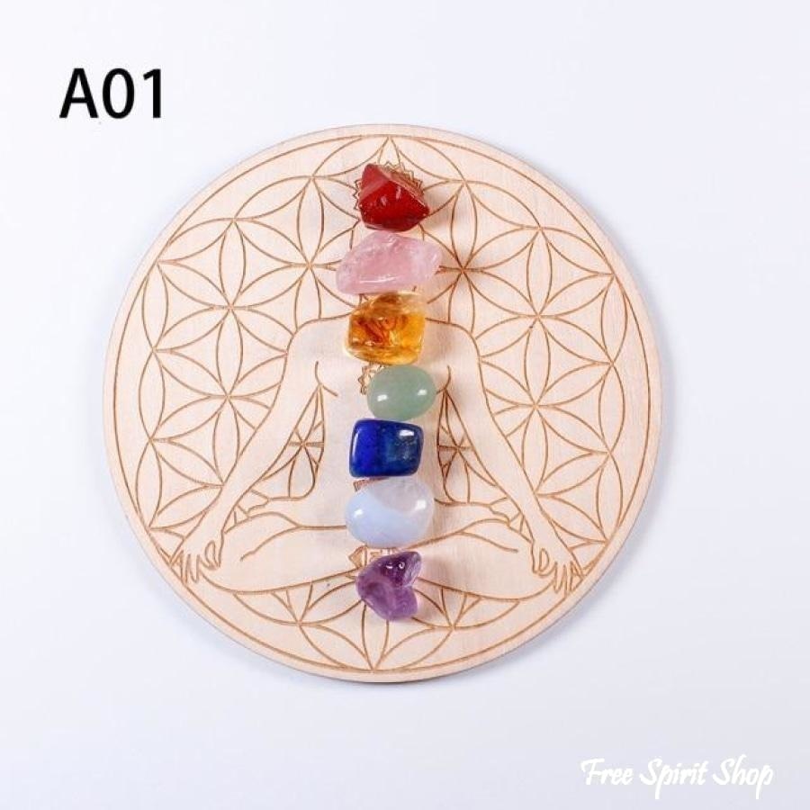 7 Natural Chakra Healing Crystal Grid Set - Free Spirit Shop