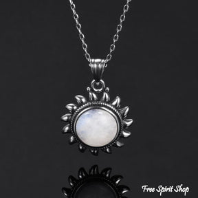 925 Sterling Silver & Natural Moonstone Sunshine Necklace - Free Spirit Shop