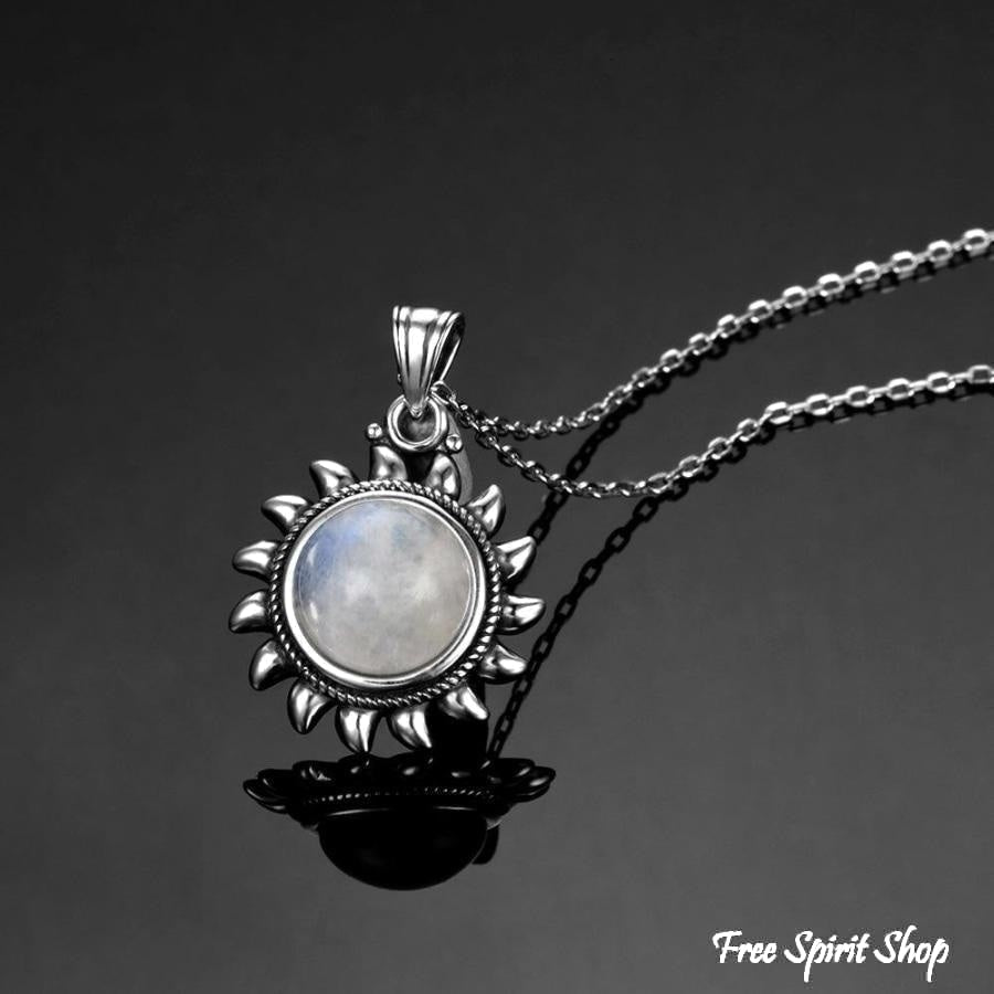 925 Sterling Silver & Natural Moonstone Sunshine Necklace - Free Spirit Shop