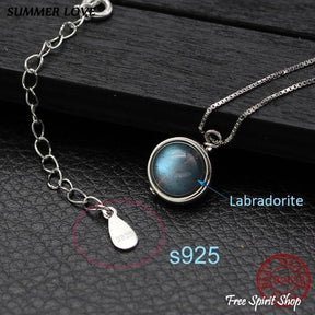 925 Sterling Silver Necklace With Labradorite Pendant - Free Spirit Shop