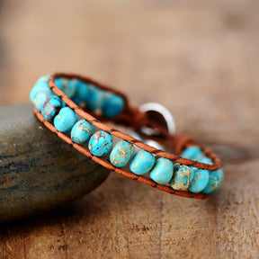 Turquoise Jasper Single Row Bead Wrap Bracelet
