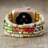 King Jasper & Rainbow Beaded Stretchable Apple Watch Band