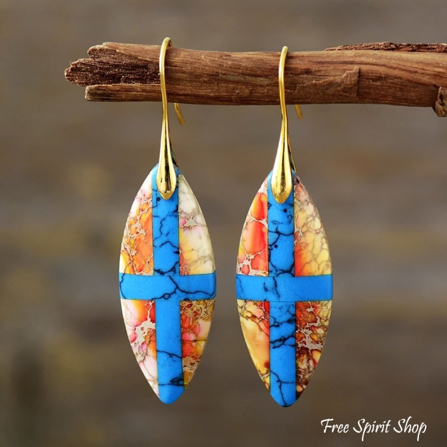 Blue Cross Imperial Jasper Drop Earrings