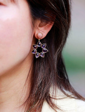 Amethyst Flower Earrings - Free Spirit Shop