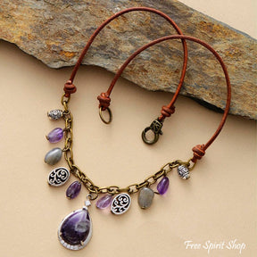 Antique Amethyst & Silver Charms Necklace - Free Spirit Shop