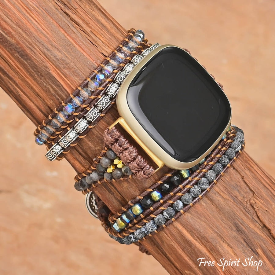 Black Onyx Beaded Fitbit Watch Band - Free Spirit Shop