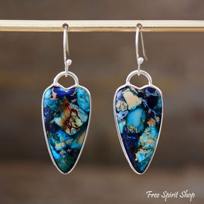 Blue Jasper Heart Earrings - Free Spirit Shop