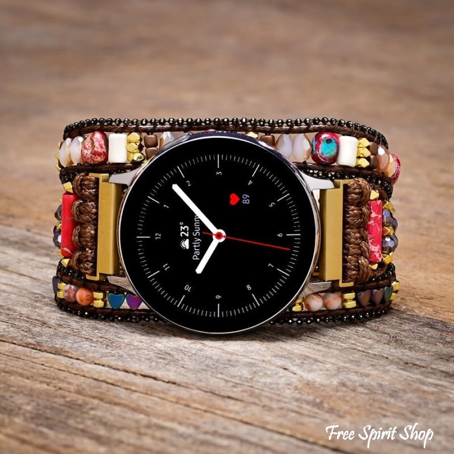 Brown Google Pixel Watch Band With Mixed Beads - Free Spirit Shop
