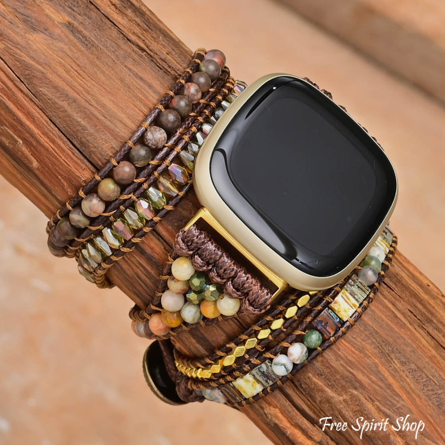 Brown Onyx Beaded Fitbit Watch Band - Free Spirit Shop