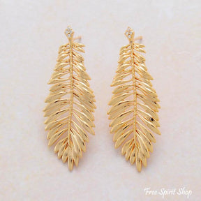 Gold Leaf Stud Earrings - Free Spirit Shop
