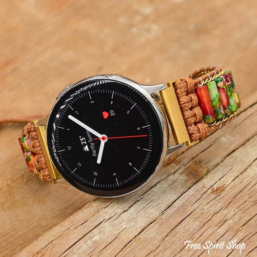 Google Pixel Watch Band With Imperial Jasper Tube Beads - Free Spirit Shop