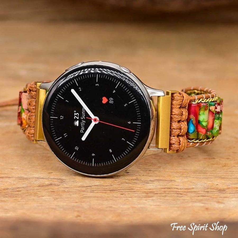 Google Pixel Watch Band With Imperial Jasper Tube Beads - Free Spirit Shop