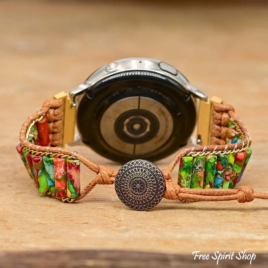 Google Pixel Watch Band With Imperial Jasper Tube Beads - Free Spirit Shop