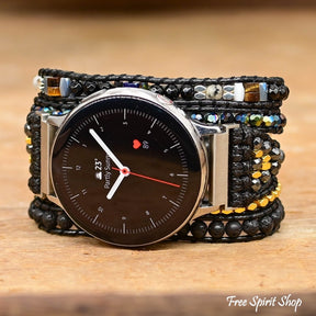 Google Pixel Watch Band With Natural Black Lava Beads - Free Spirit Shop