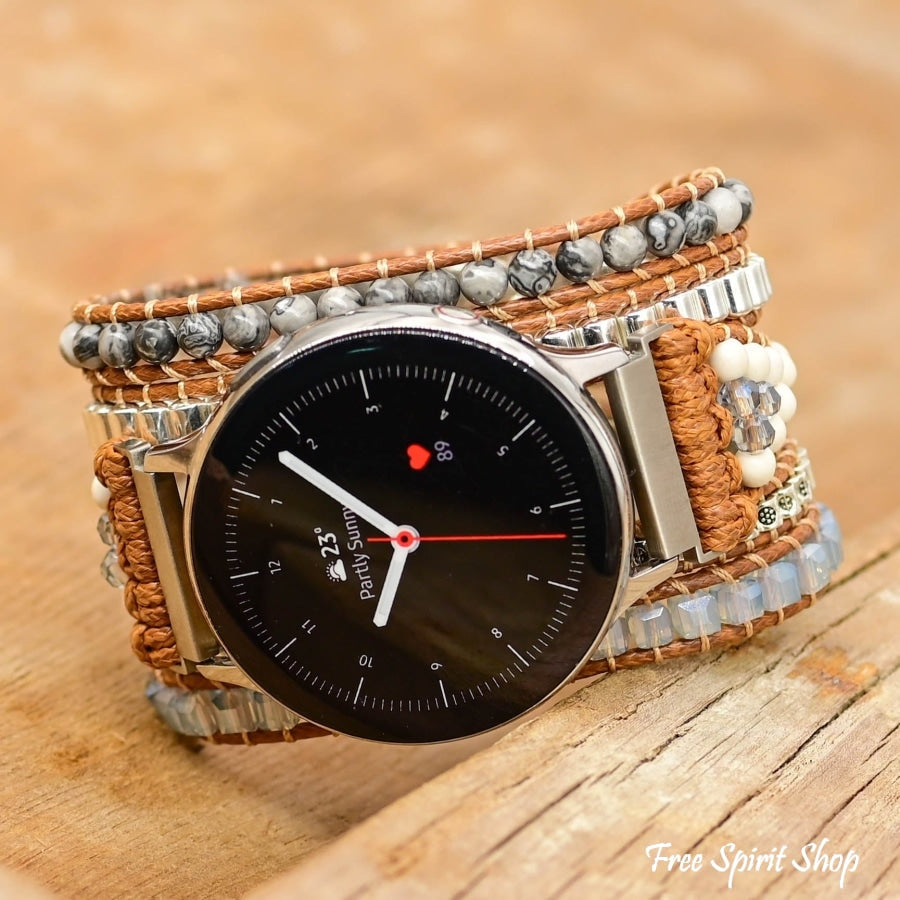 Google Pixel Watch Band With Natural Celestine Beads - Free Spirit Shop