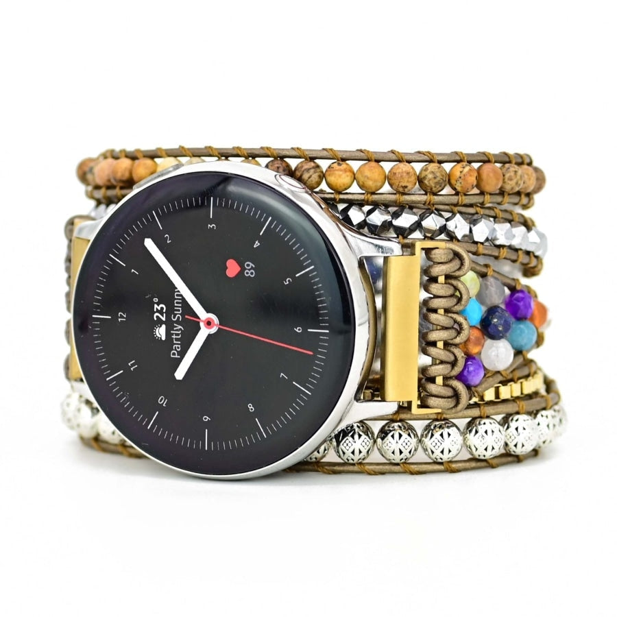 Google Pixel Watch Band With Natural Earthy Jasper Beads - Free Spirit Shop