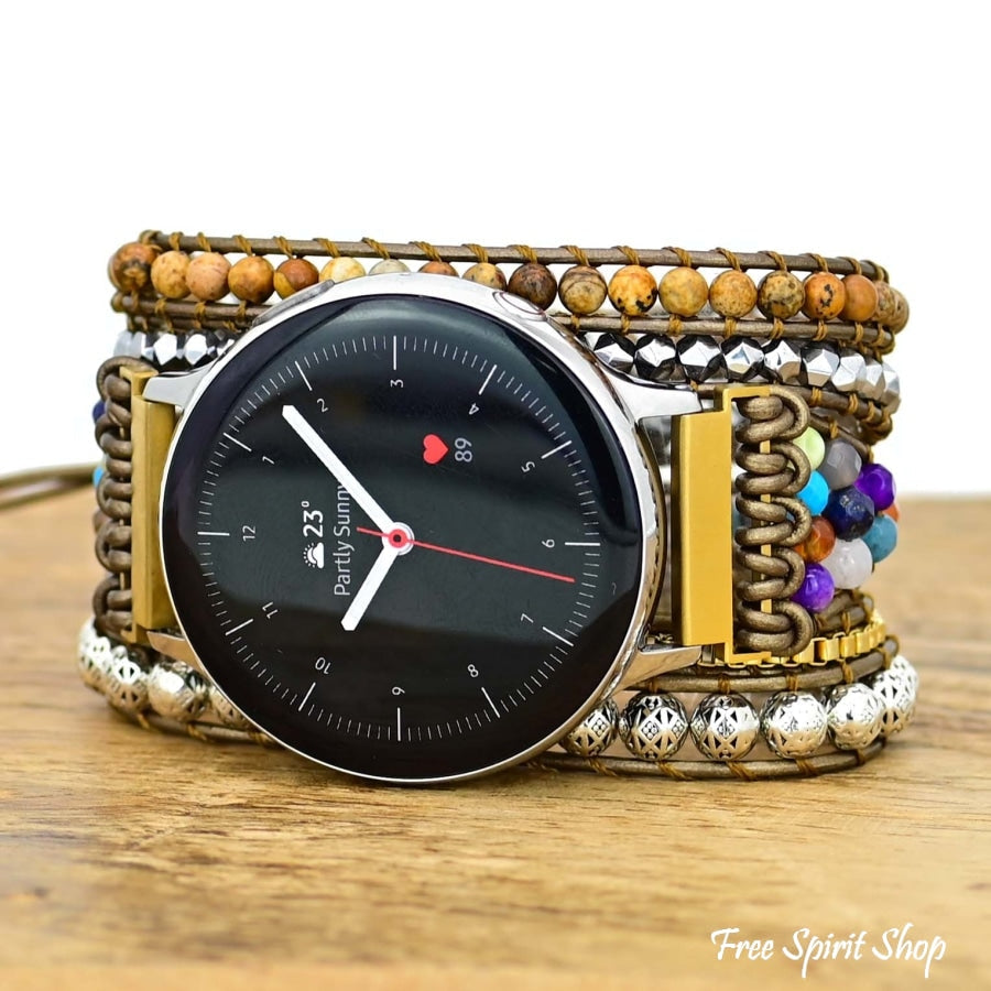 Google Pixel Watch Band With Natural Earthy Jasper Beads - Free Spirit Shop