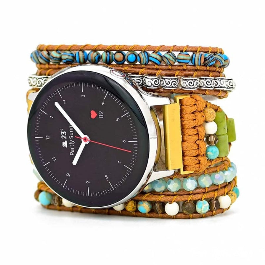 Google Pixel Watch Band With Natural Ocean Jasper Beads - Free Spirit Shop