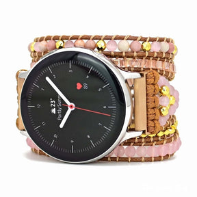 Google Pixel Watch Band With Natural Rhodonite & Rose Quartz Beads - Free Spirit Shop