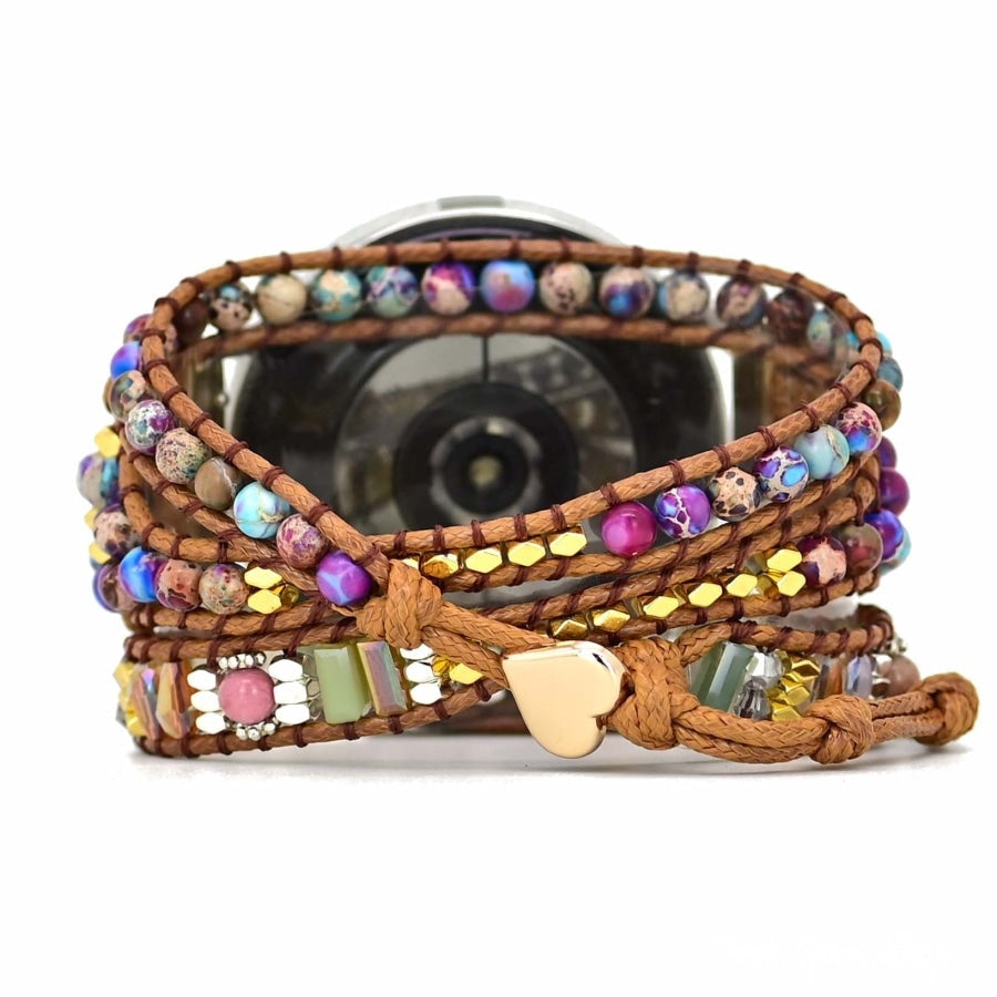 Google Pixel Watch Band With Purple Jasper & Rhodonite Beads - Free Spirit Shop