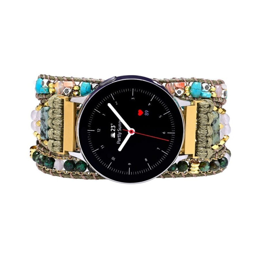 Google Pixel Watch Strap With Natural African Turquoise & Green Beads - Free Spirit Shop