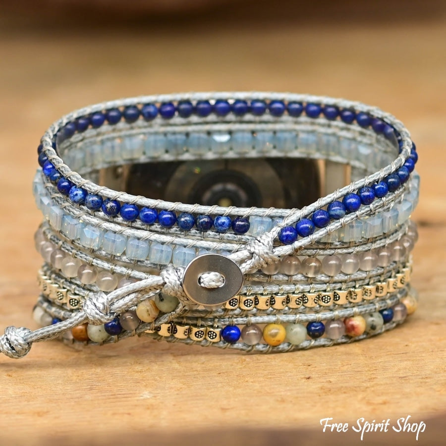 Google Pixel Watch Strap With Natural Lapis Lazuli Beads - Free Spirit Shop