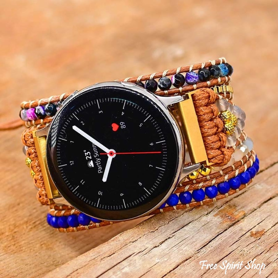 Google Pixel Watch Strap With Vibrant Blue Beads - Free Spirit Shop