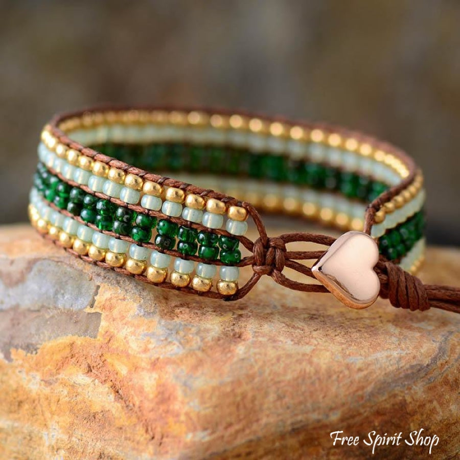 Green Seed Bead Wrap Bracelet - Free Spirit Shop