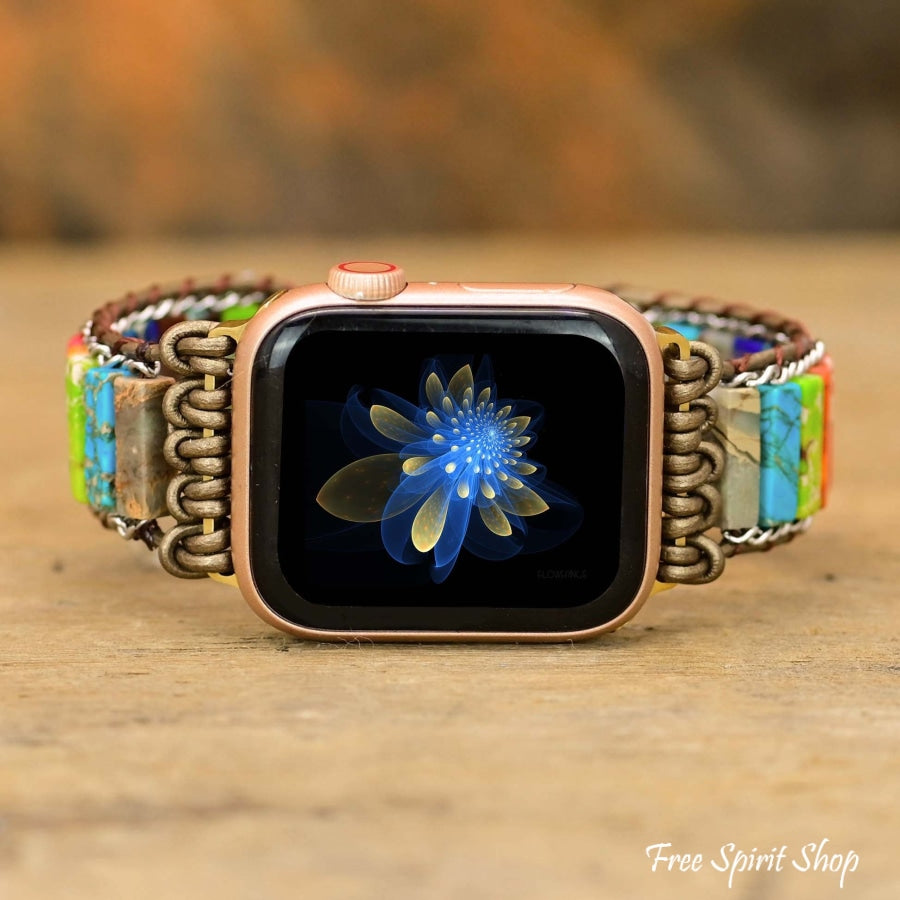 Handmade Chakra Jasper Apple Watch Band - Free Spirit Shop