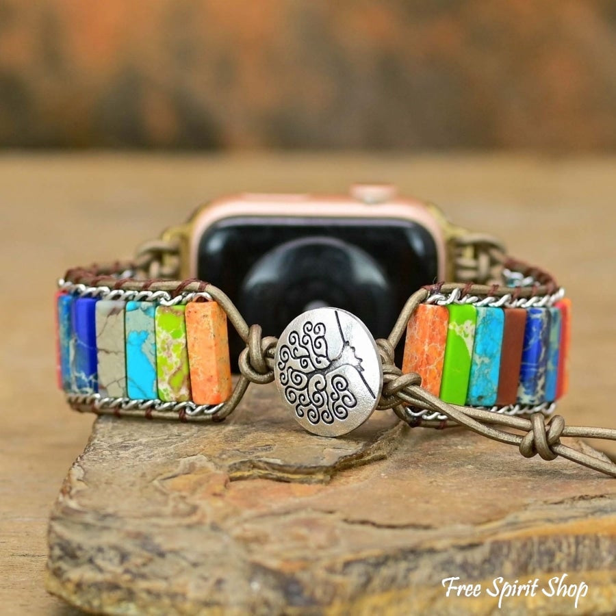 Handmade Chakra Jasper Apple Watch Band - Free Spirit Shop