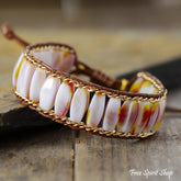 Handmade Flower Bead & Gold Chain Bracelet - Free Spirit Shop