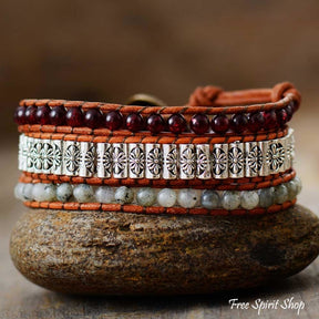 Handmade Garnet & Labradorite Bead Wrap Bracelet - Free Spirit Shop