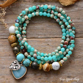 Handmade Mixed Stones & Heart Charm Bead Bracelet / Necklace - Free Spirit Shop