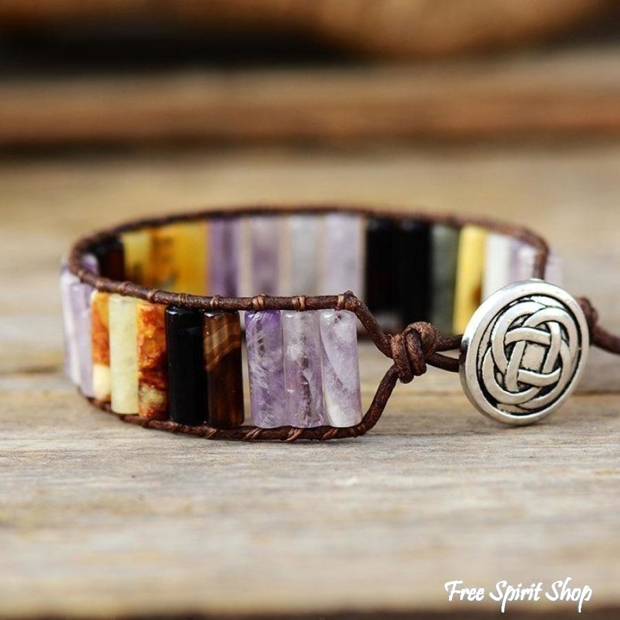 Handmade Multi-Color Jasper Stone Tube Wrap Bracelet - Free Spirit Shop