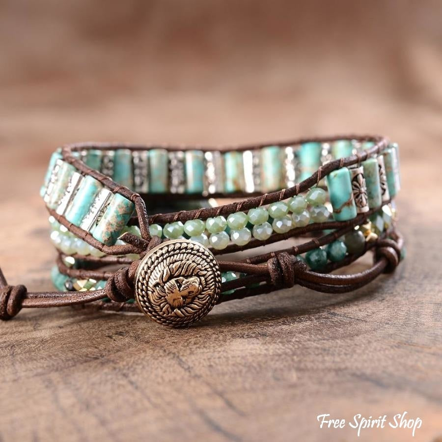 Handmade Natural African Turquoise Wrap Bracelet - Free Spirit Shop