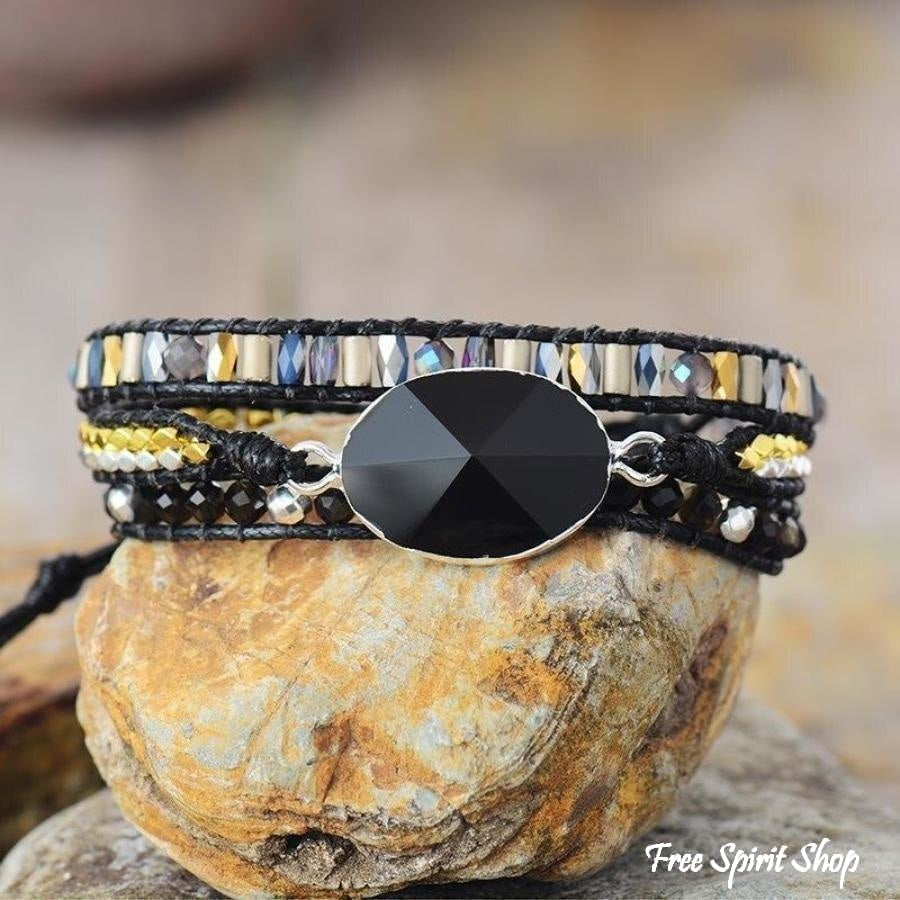 Handmade Natural Black Onyx Wrap Bracelet - Free Spirit Shop