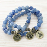 Handmade Natural Blue Aventurine Mala Bracelet With Zen Charm - Free Spirit Shop