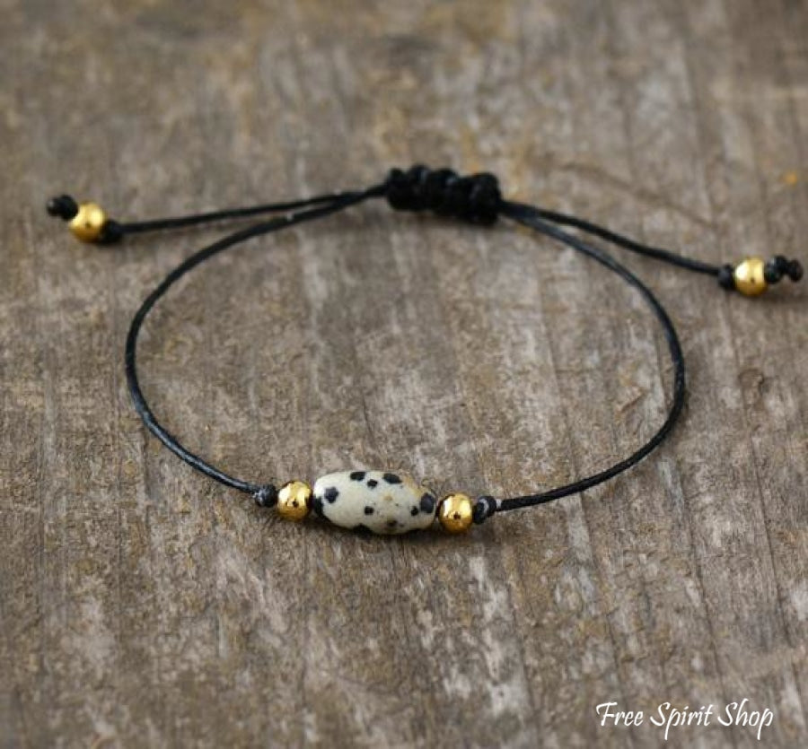 Handmade Natural Dalmatian Jasper Gemstone Bracelet - Free Spirit Shop